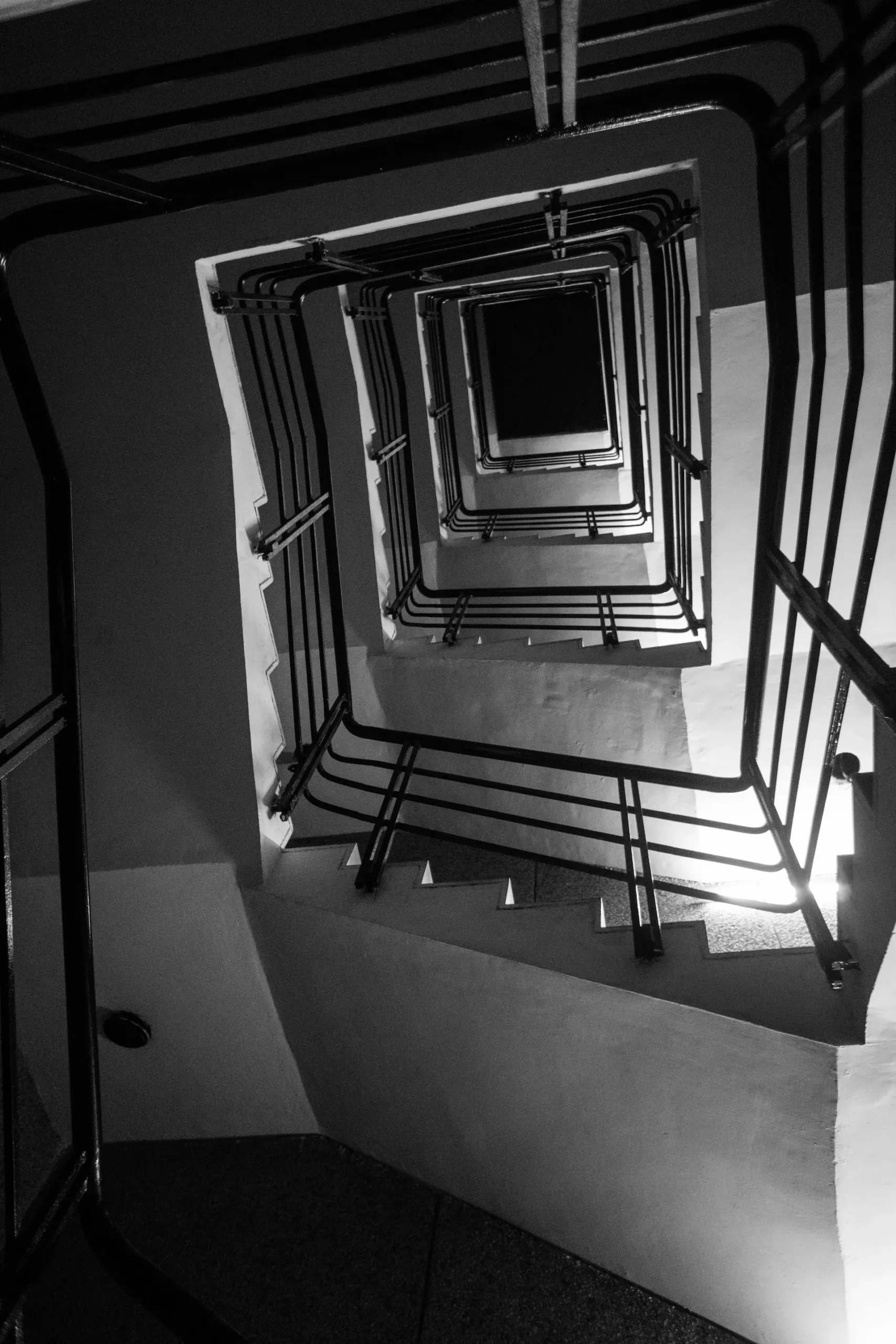 A long staircase highlighting three levels of supply chain